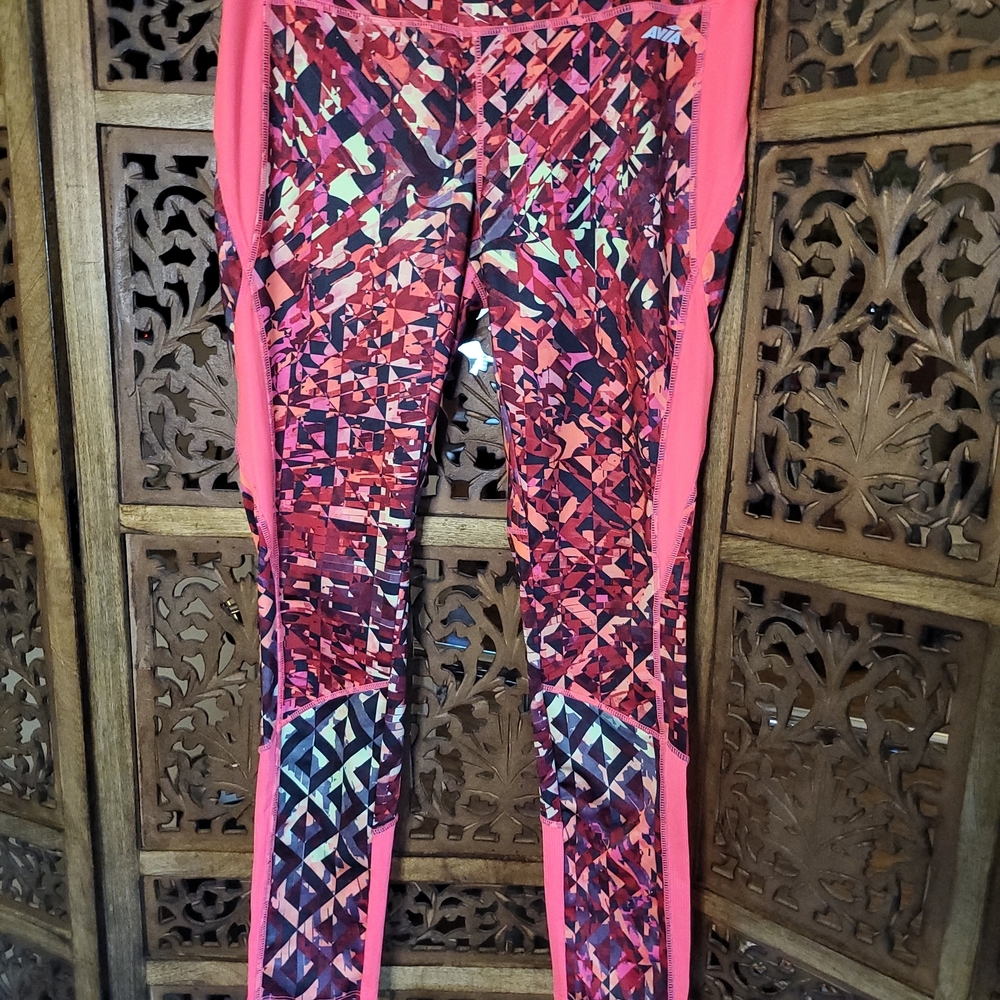 Avia Pink and Black Geometric Leggings
